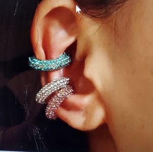Pink and Blue Ear Cuff Earrings with Sparkling Stones